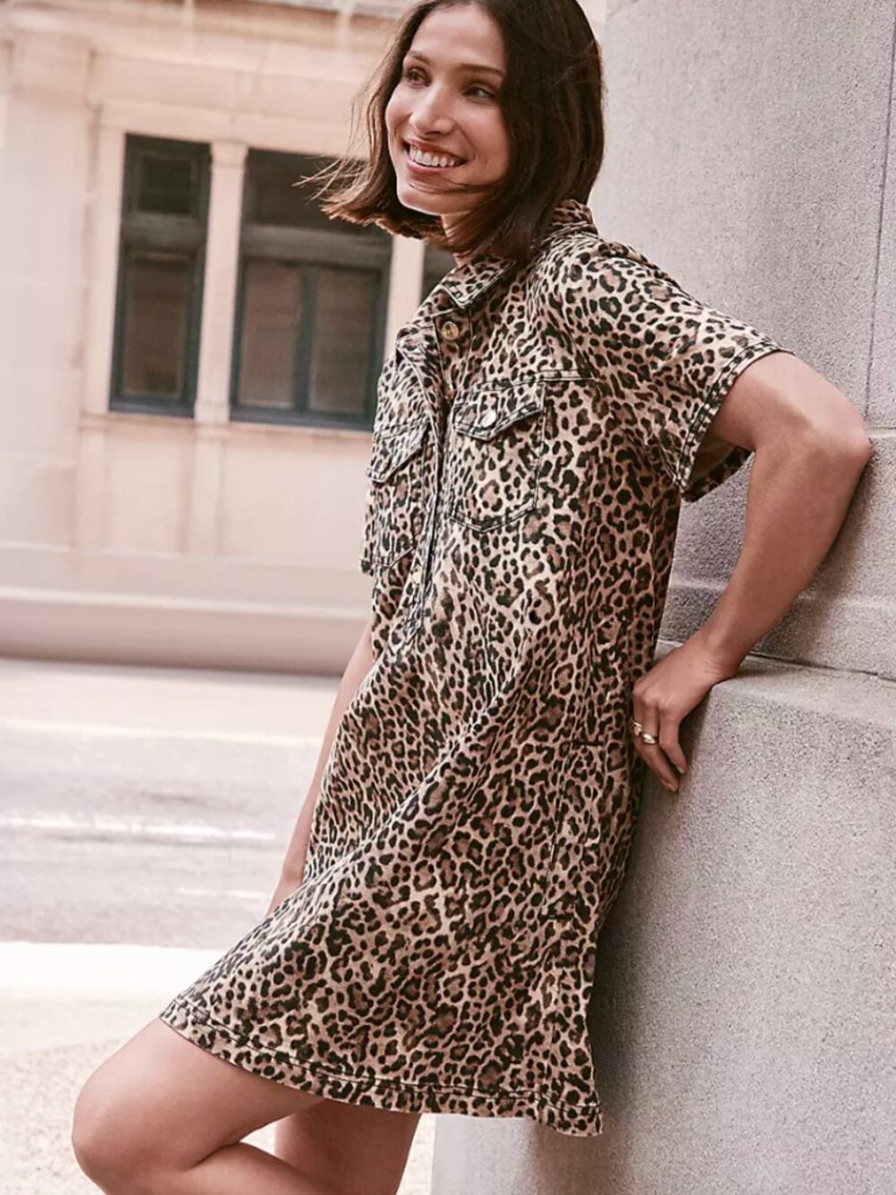 Leopard Print Mini Pocket Dress